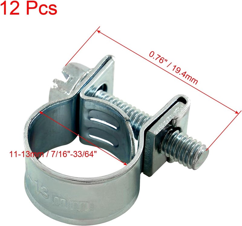 Jersvimc 12pcs Stainless Steel Gas Line Clamp, 11-13mm, Silver, C-clamp, Hose Clamp - Image 4